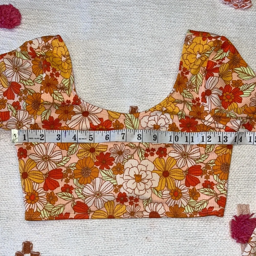 Art Class Floral Rash Guard Bikini Set- Pink and Orange Floral Size XL (14)